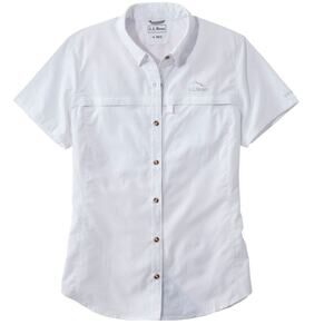 LL Bean Women's Tropicwear Short Sleeve Shirt White NWOT Size Large